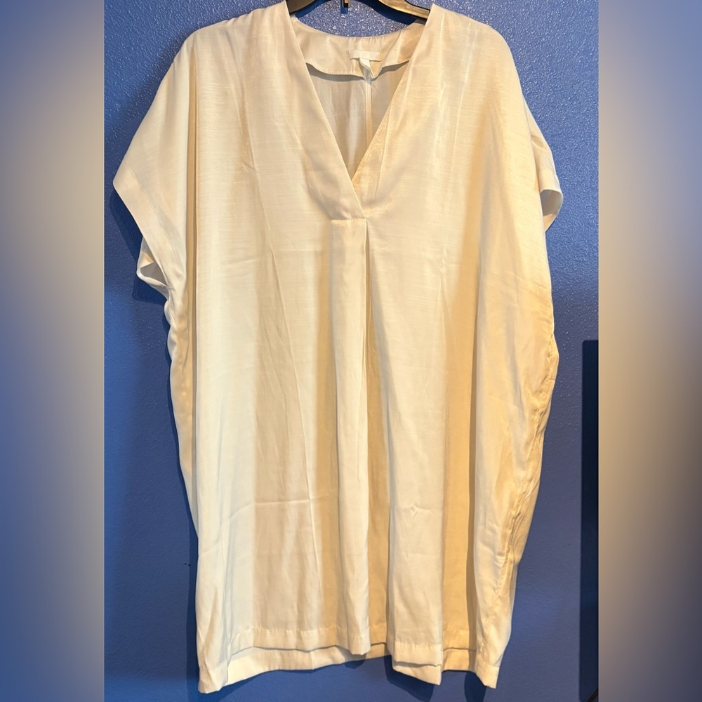 H&M Off-White V-Neck Oversize Tunic Top